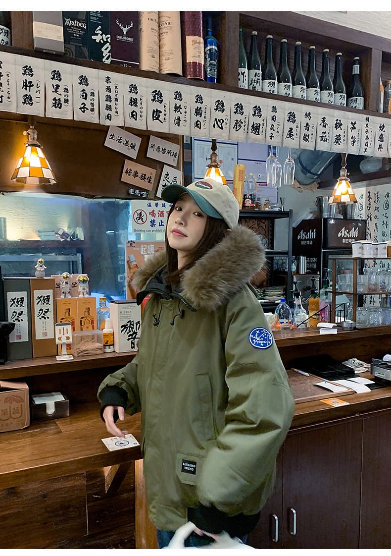 한 부서 아래 면화 의류 여자 중간 롱 코트 겨울 두꺼운 워크웨어 Parker 서비스 다운 재킷 상세 이미지 15