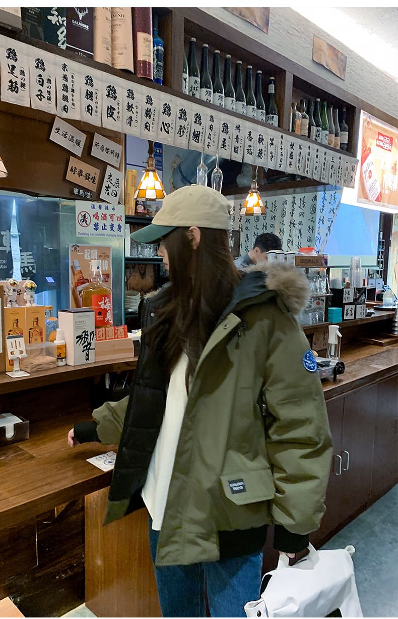 한 부서 아래 면화 의류 여자 중간 롱 코트 겨울 두꺼운 워크웨어 Parker 서비스 다운 재킷 상세 이미지 21