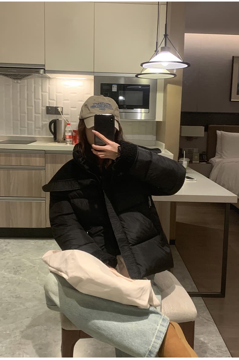 오리 오리 yaya 다운 재킷 여성 겨울 새로운 빅 칼라 허리 수축 슬림해 보이는 품격 쇼트 스타일 작은 키 면 의류 상세 이미지 51
