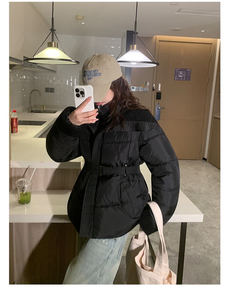오리 오리 yaya 다운 재킷 여성 겨울 새로운 빅 칼라 허리 수축 슬림해 보이는 품격 쇼트 스타일 작은 키 면 의류 상세 이미지 58