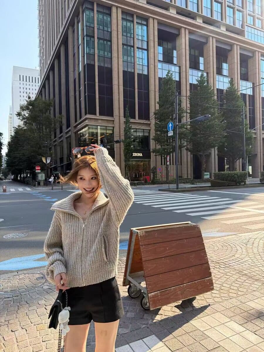한 부서 레트로 지퍼 터틀넥 스웨터 여자 가을 겨울 느긋한 고급 센스 루즈핏 두꺼운 선 두꺼운 스타일 니트 카디건 코트 상세 이미지 1