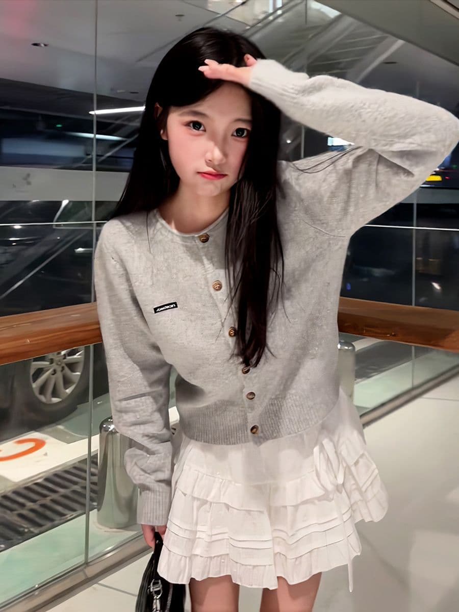 가을 새로운 패션 몸매 가꾸기 한 부서 라운드 넥 털 니트 스웨터 루즈핏 캐주얼 다용도 긴팔 스웨터 여성 코트