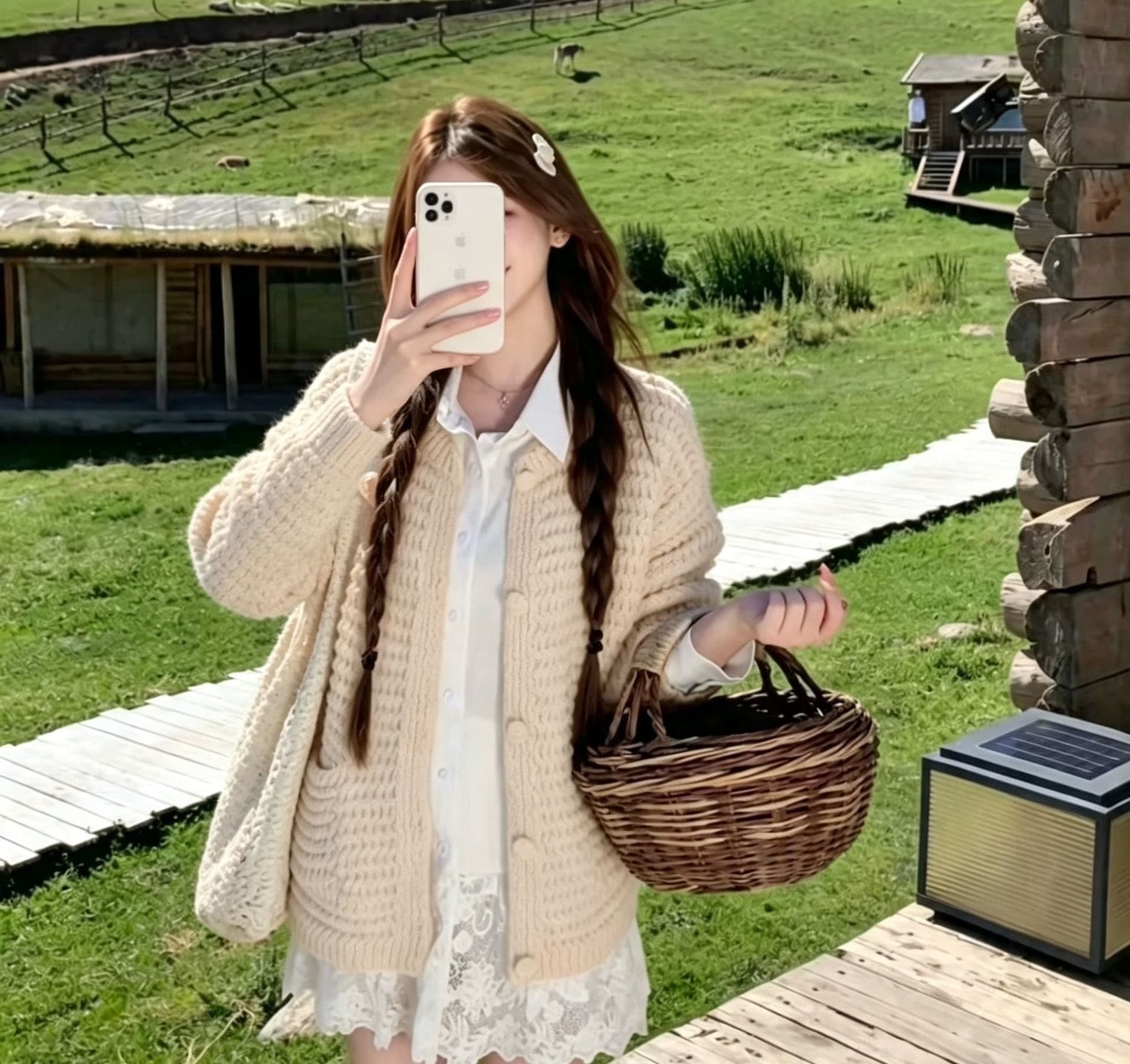 센 부서 레트로 황색 스웨터 오픈 가디건 여성 2026 초기 조기 가을 새로운 루즈핏 느긋한 바람 니트 재킷 맨위