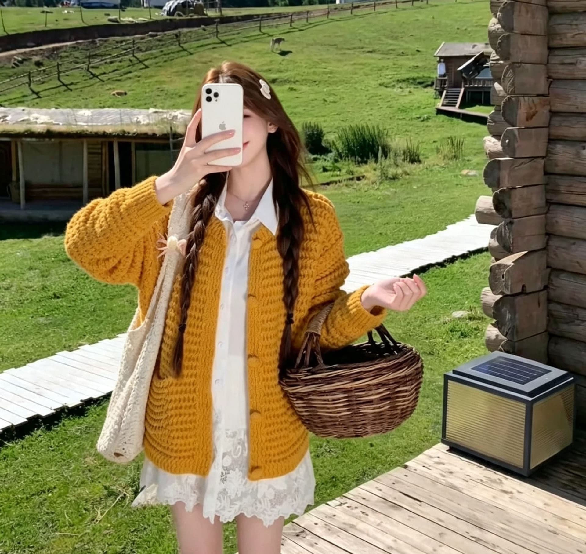 센 부서 레트로 황색 스웨터 오픈 가디건 여성 2026 초기 조기 가을 새로운 루즈핏 느긋한 바람 니트 재킷 맨위 상세 이미지 4