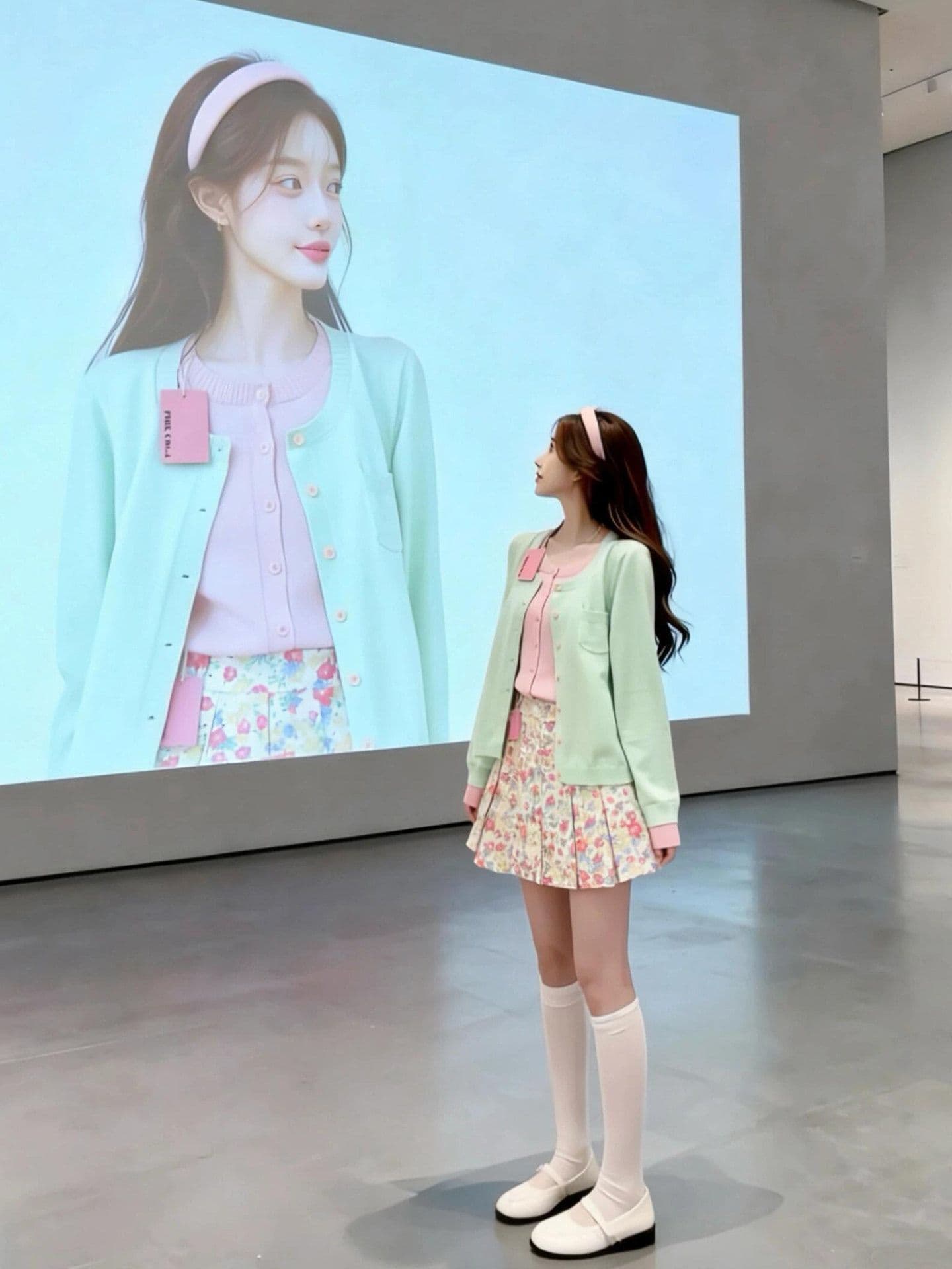아메리칸 달콤한 스타일 녹색 핑크색 패치워크 페이크 레이어드 니트 오픈 가디건 여성 가을 겨울 몸매 가꾸기 고급 센스 스웨터 코트 트렌디