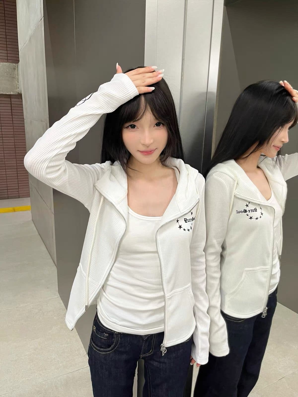 루즈핏 느긋한 바람 세련된 센스 후드 티 스웨터 여성 가을 새로운 지퍼 긴팔 재킷 맨위 한국 대외 무역 상세 이미지 9
