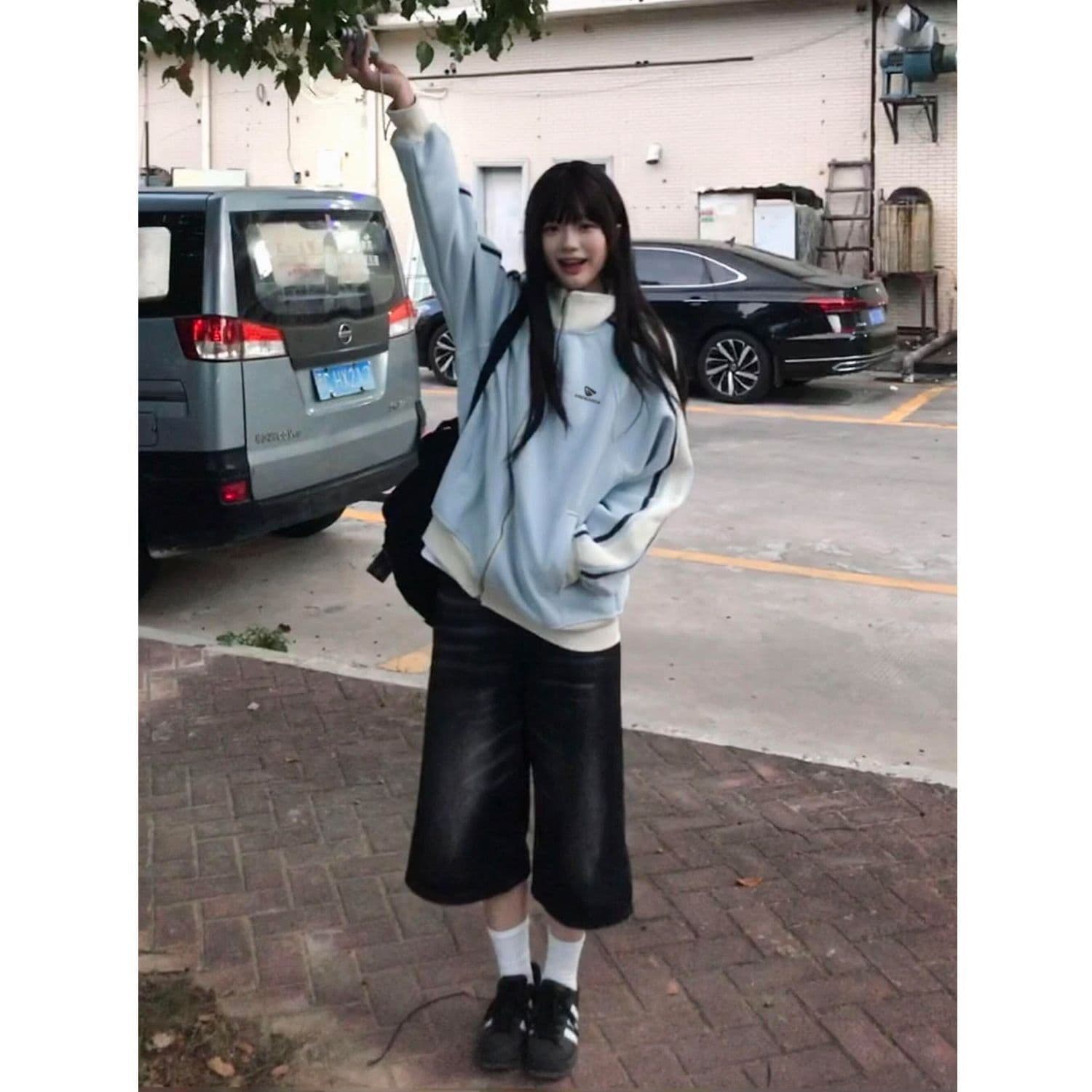 털이 있는 새로운 배색 패치워크 지퍼 여성 코트 털이 있고 두꺼운 섹션 한 부서 조수 브랜드 POLO 칼라 후드티 상세 이미지 6