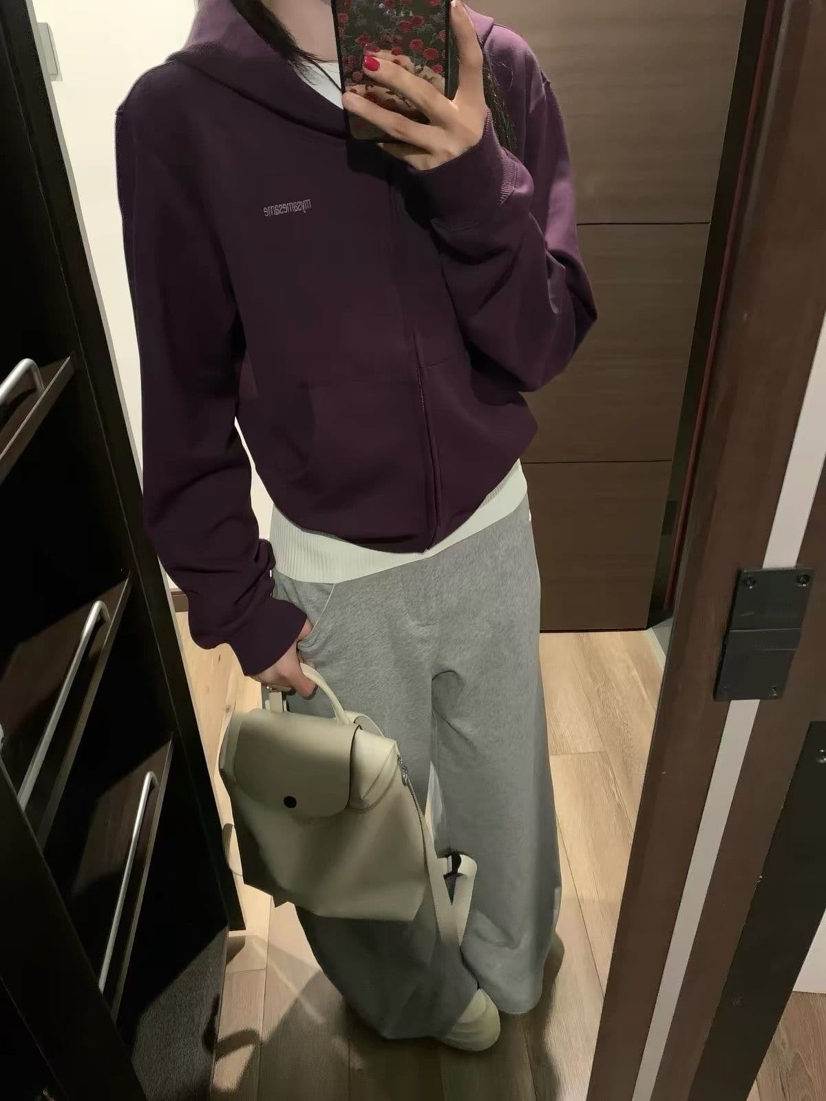 한 부서 다용도 보라색 후드 티 스웨터 오픈 가디건 여성 이른 가을 학원 스타일 작은 키 캐주얼 쇼트 스타일 맨위 재킷 상세 이미지 4