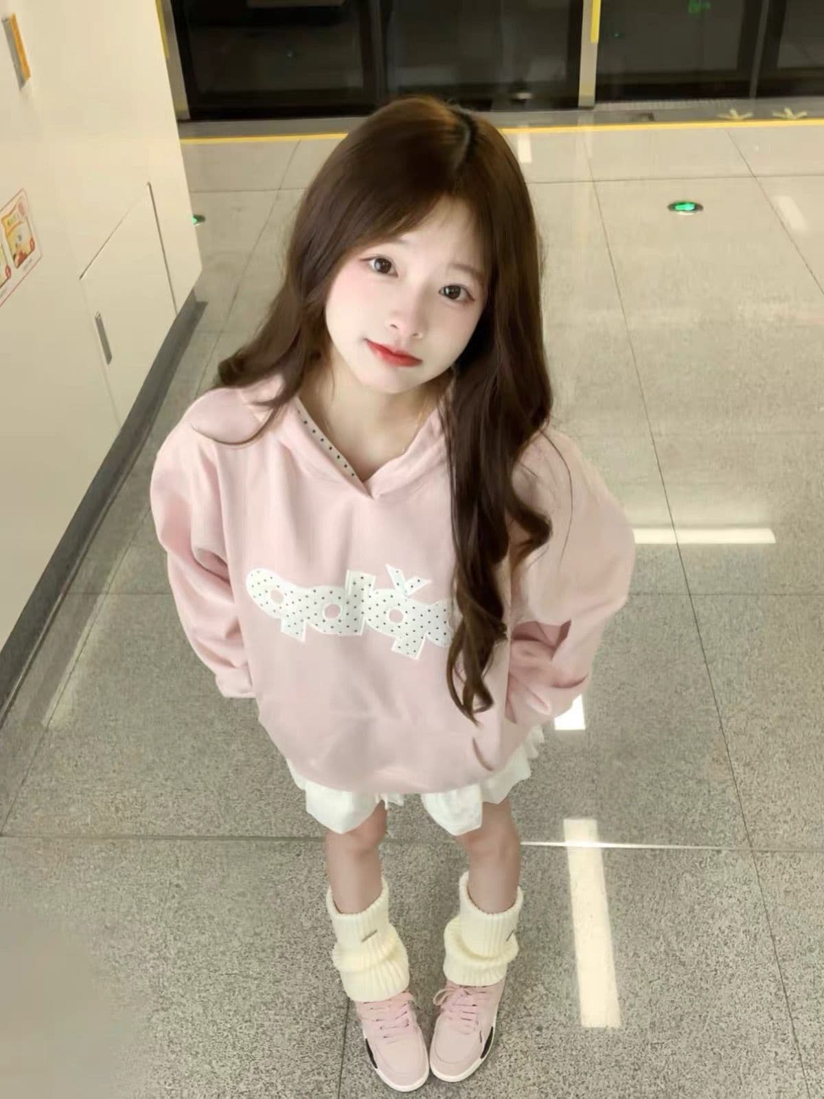 얇은 스타일 모자 인사이드 도트 무늬 자수 패치 이후 패키지 칼라 순수한 Mianhua 면 복합 후드티 여성 한국 대외 무역 상세 이미지 3