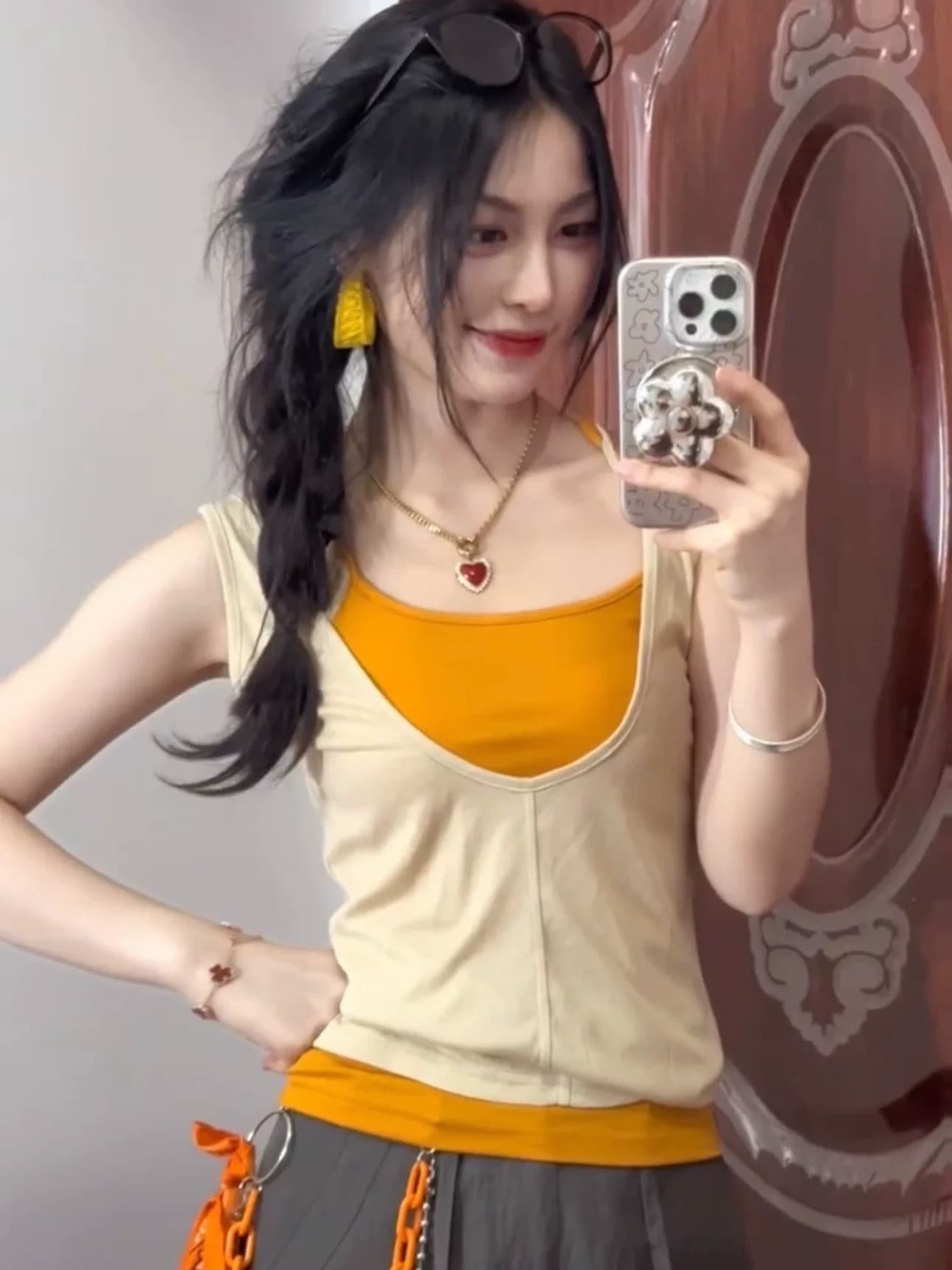 캐미솔 여름 외출용 2026 새로운 핫걸 착용 가져 가라. 디자인 센스 민소매 맨위 여성 투피스 세트 상세 이미지 3