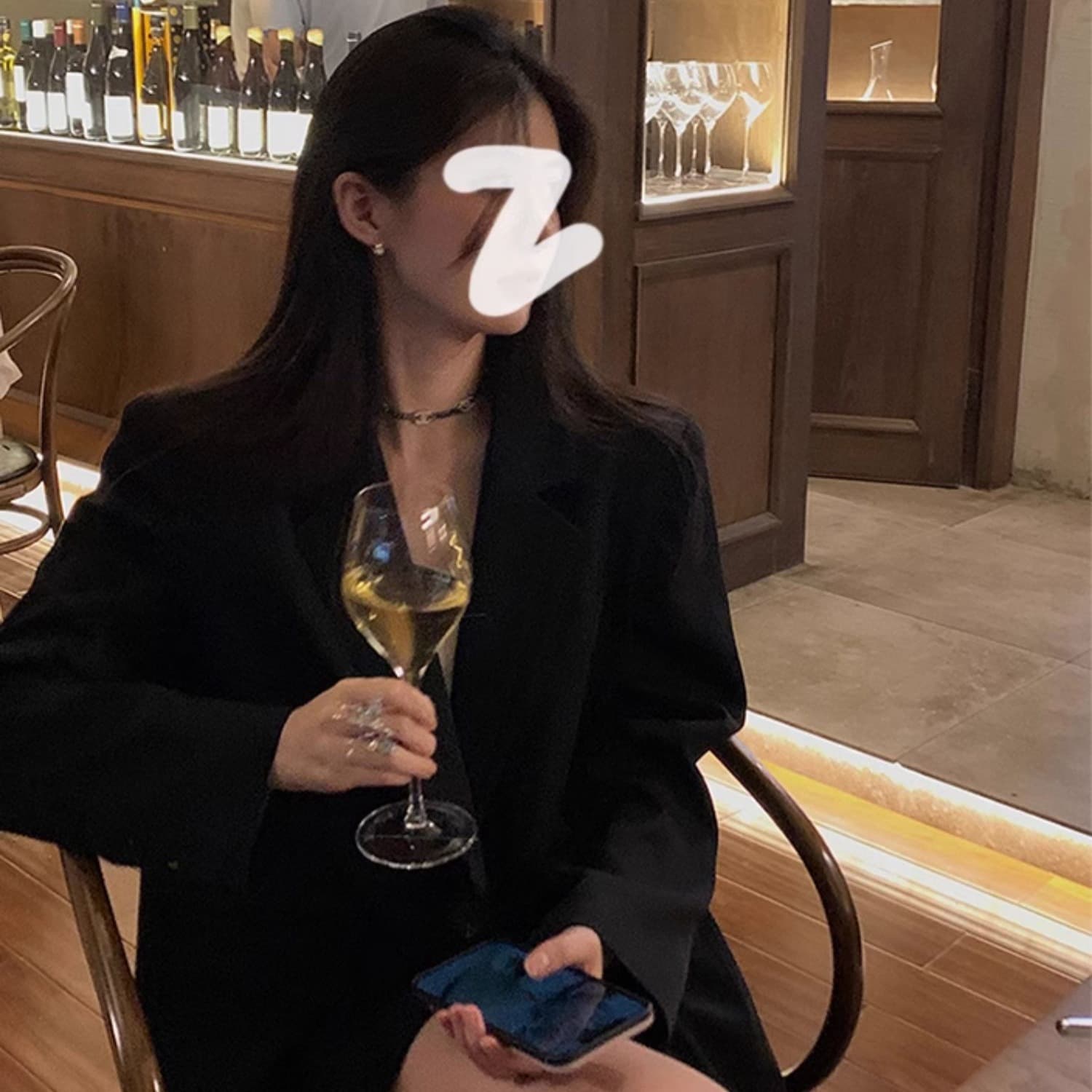 원본 것 검정색 정장 여성 코트 봄 가을 고급 센스 튀김 거리 한국 스타일 루즈핏 캐주얼 정장 작은 키 이미지 5