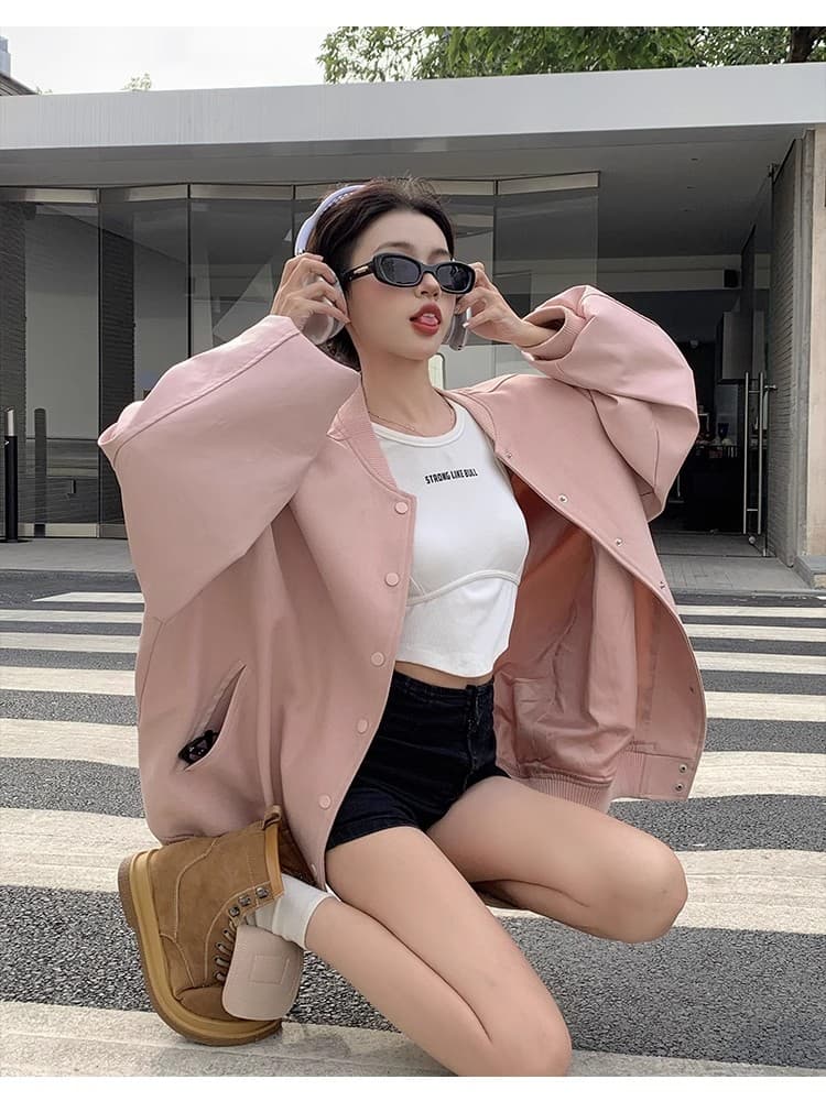 원본 것 아메리칸 야구 유니폼 재킷 맨위 여성 가을 겨울철 두꺼운 루즈핏 bf 캐주얼 작은 키 재킷 상세 이미지 19