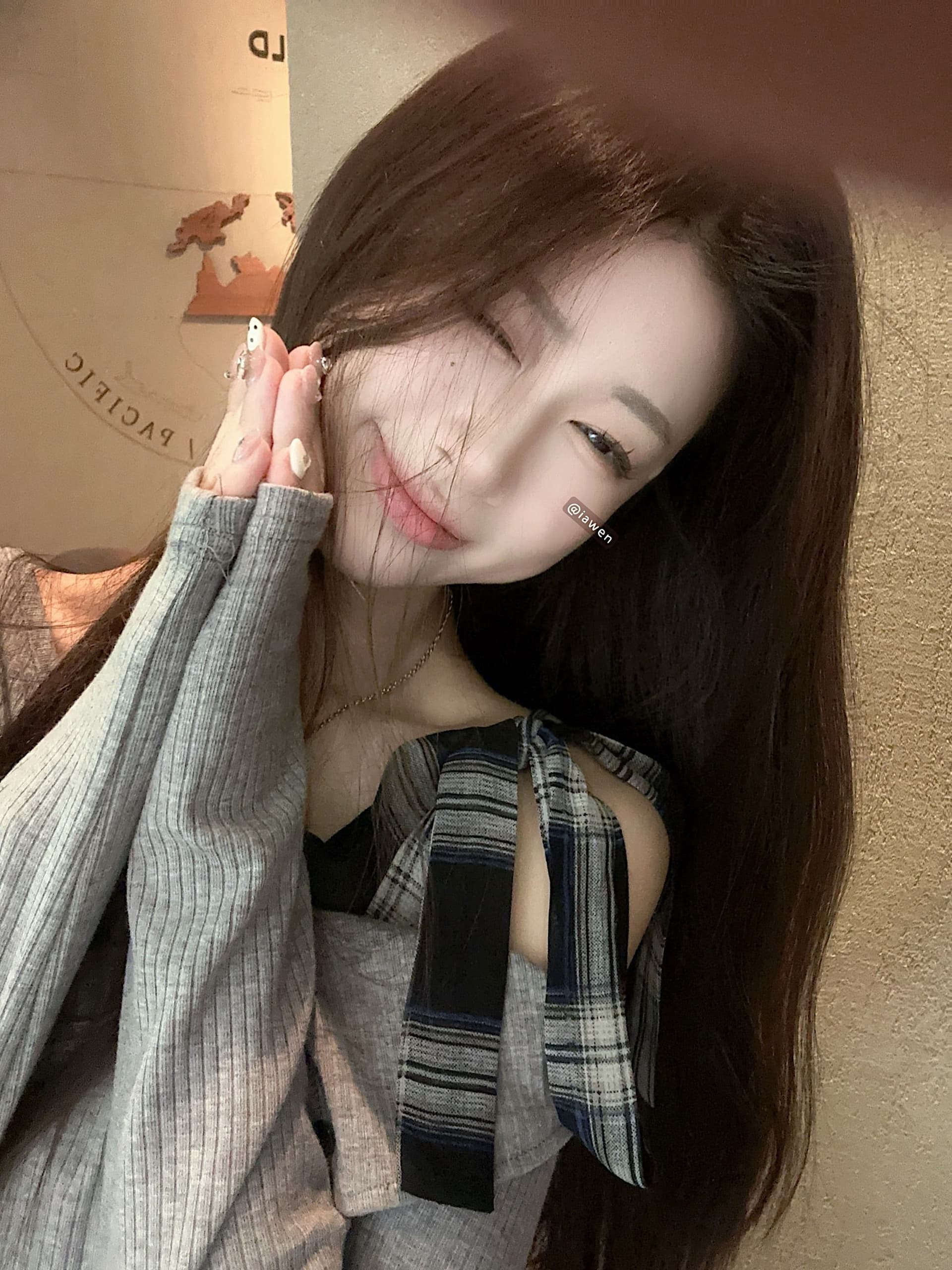 리브 오프숄더 회색 기본 셔츠 여성 의류 이른 가을 달콤한 핫걸 나비 매듭 오프숄더 인사이드 가져 가라. 쇼트 스타일 맨위 상세 이미지 5