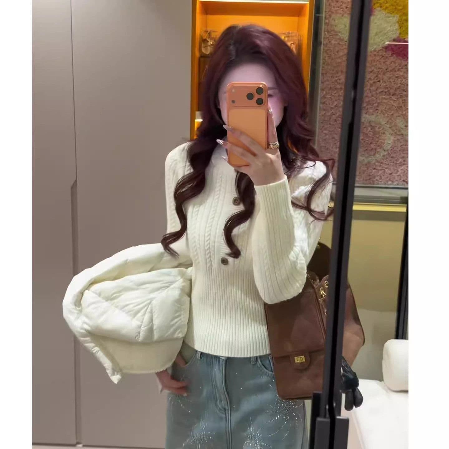 기타 색상 풀오버 꽈배기 스웨터 여자 가을 겨울철 두꺼운 보온 인사이드 가져 가라. 수 있습니다. 외출용 허리 수축 슬림해 보이는 니트 스웨터 맨위 상세 이미지 7