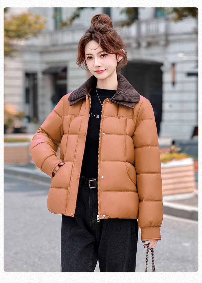 새로운 패션 외국 가스 이중층 폴로 칼라 면 의류 두꺼운 스타일 여성 가을 겨울 새로운 다용도 보온 쇼트 스타일 면 옷 재킷 상세 이미지 34