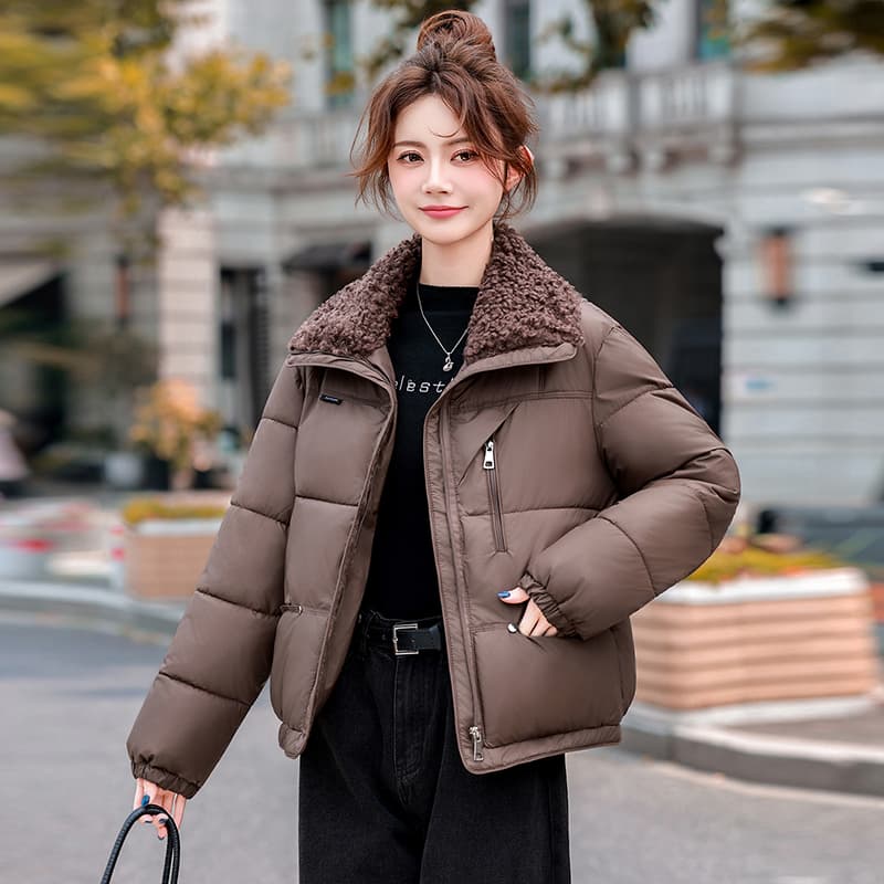 실사 새로운 작은 대중 외국 가스 디자인 센스 패치워크 모피 칼라 면 의류 여성 2026 겨울 새로운 두꺼운 재킷 이미지 2