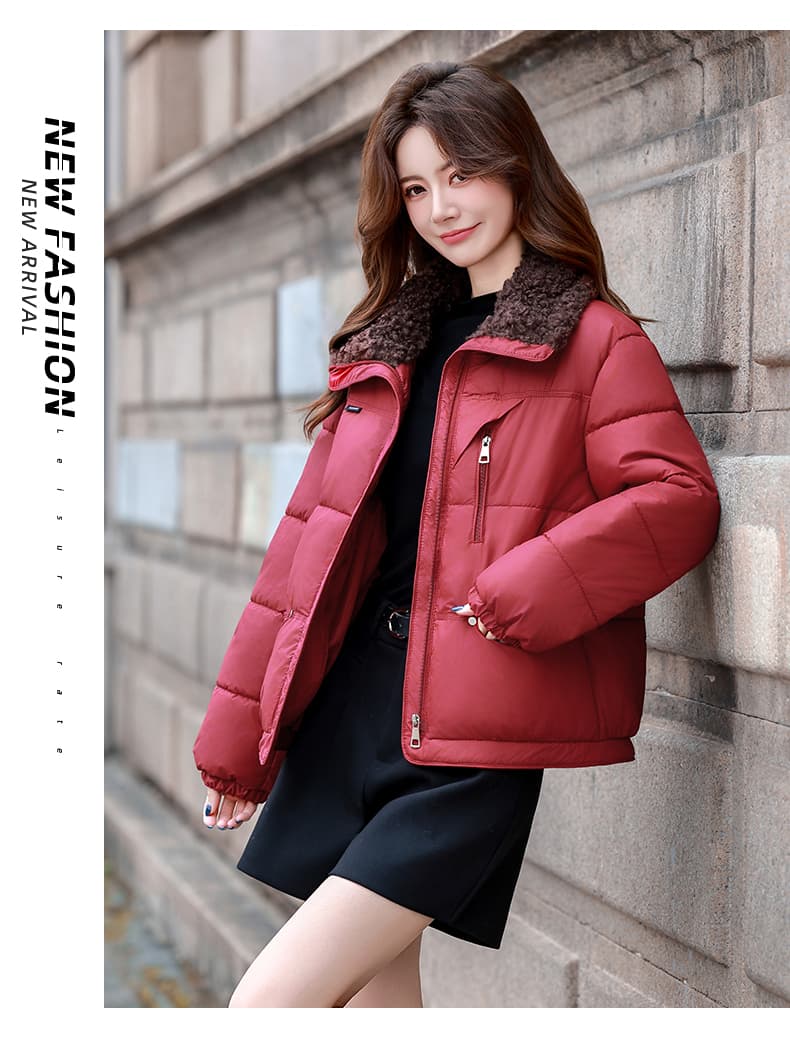 실사 새로운 작은 대중 외국 가스 디자인 센스 패치워크 모피 칼라 면 의류 여성 2026 겨울 새로운 두꺼운 재킷 상세 이미지 24
