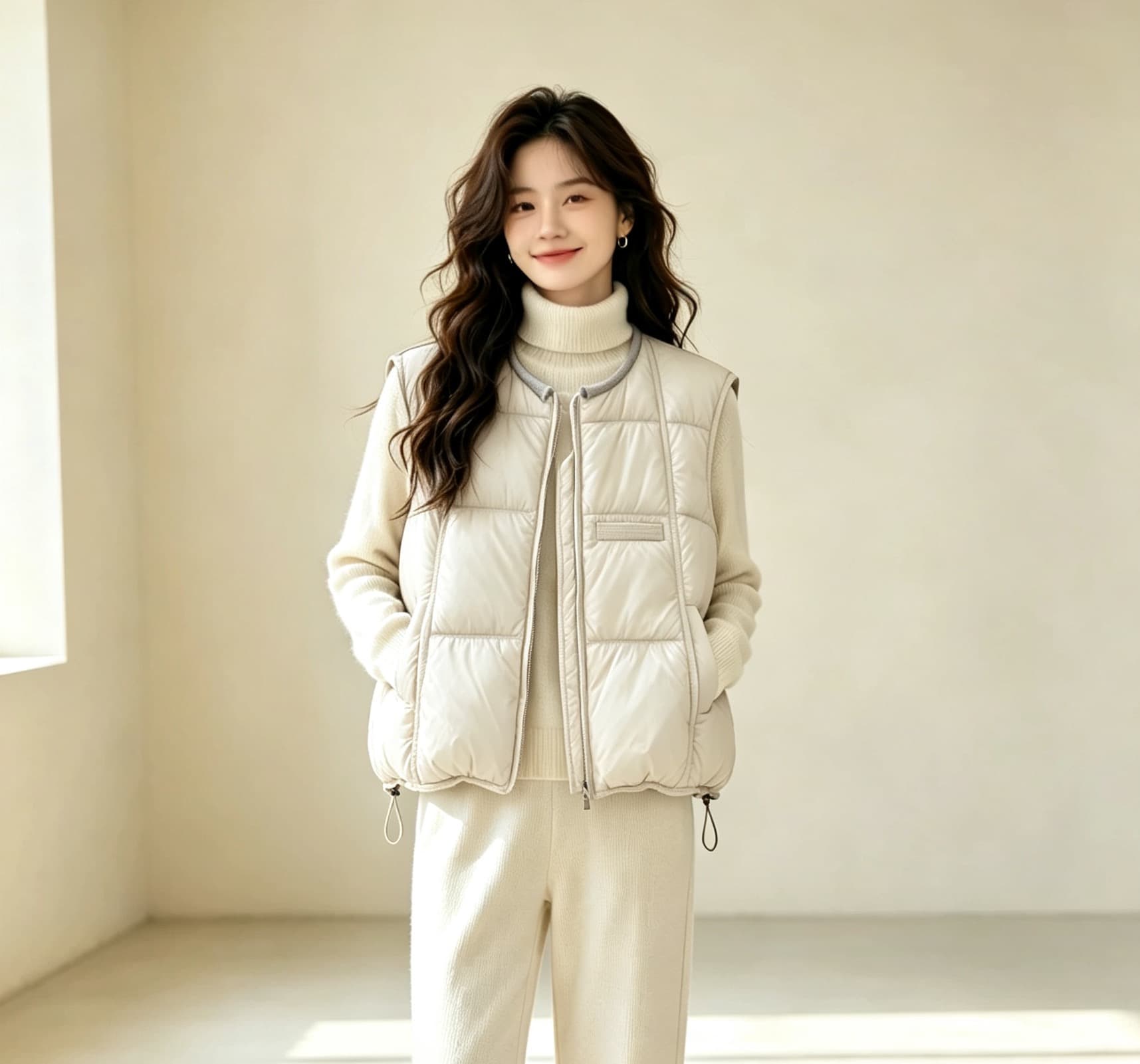 면 베스트 여성 코트 가을 겨울 2026 새로운 패션 쇼트 스타일 외출용 두꺼운 스탠드 칼라 민소매 조끼 조끼