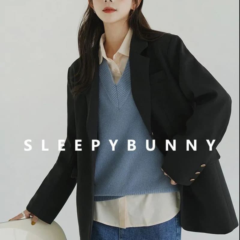 2026 정장 여성 경력 긍정적 인 로드 중 대학생 가을 품격 고급 검정색 작은 정장 면접 작업복 이미지 5