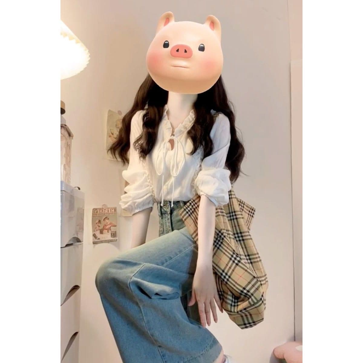 한 부서 고급 센스 화이트 레이스업 여성 셔츠 봄 새로운 외출용 긴팔 부드러운 출퇴근 경력 다용도 맨위 이미지 4