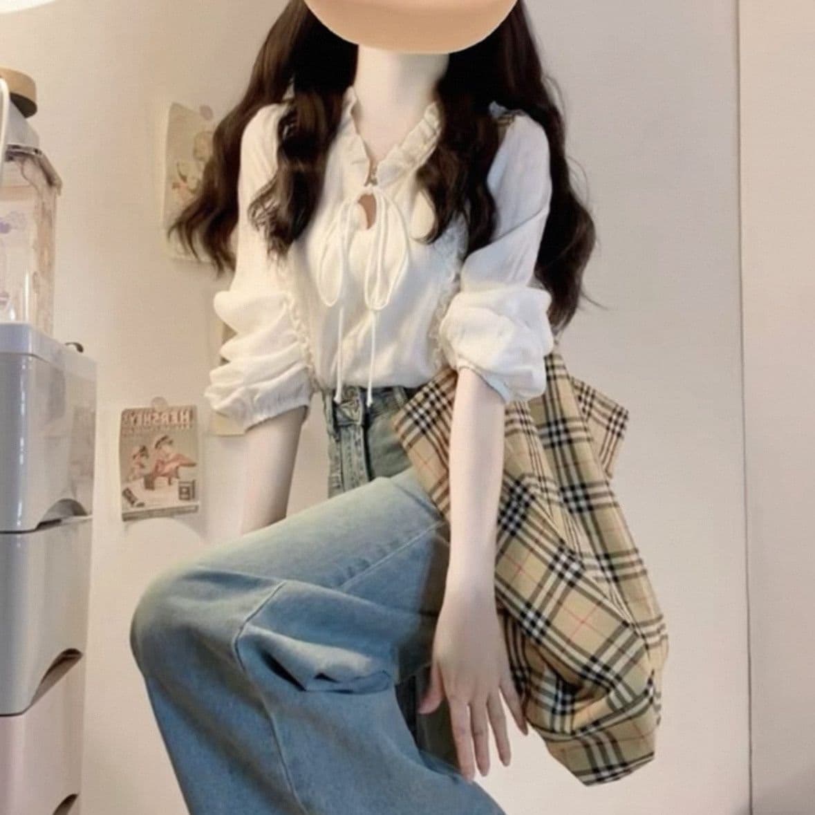 한 부서 고급 센스 화이트 레이스업 여성 셔츠 봄 새로운 외출용 긴팔 부드러운 출퇴근 경력 다용도 맨위 상세 이미지 2