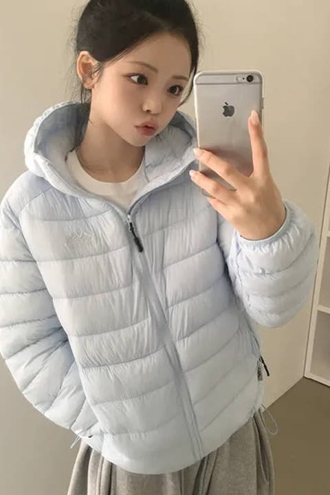 한국 chic 다운 재킷 여성 겨울 25 새로운 얇고 가벼운 후드 작은 목화 진딧물 루즈핏 패션 다운 재킷 이미지 6