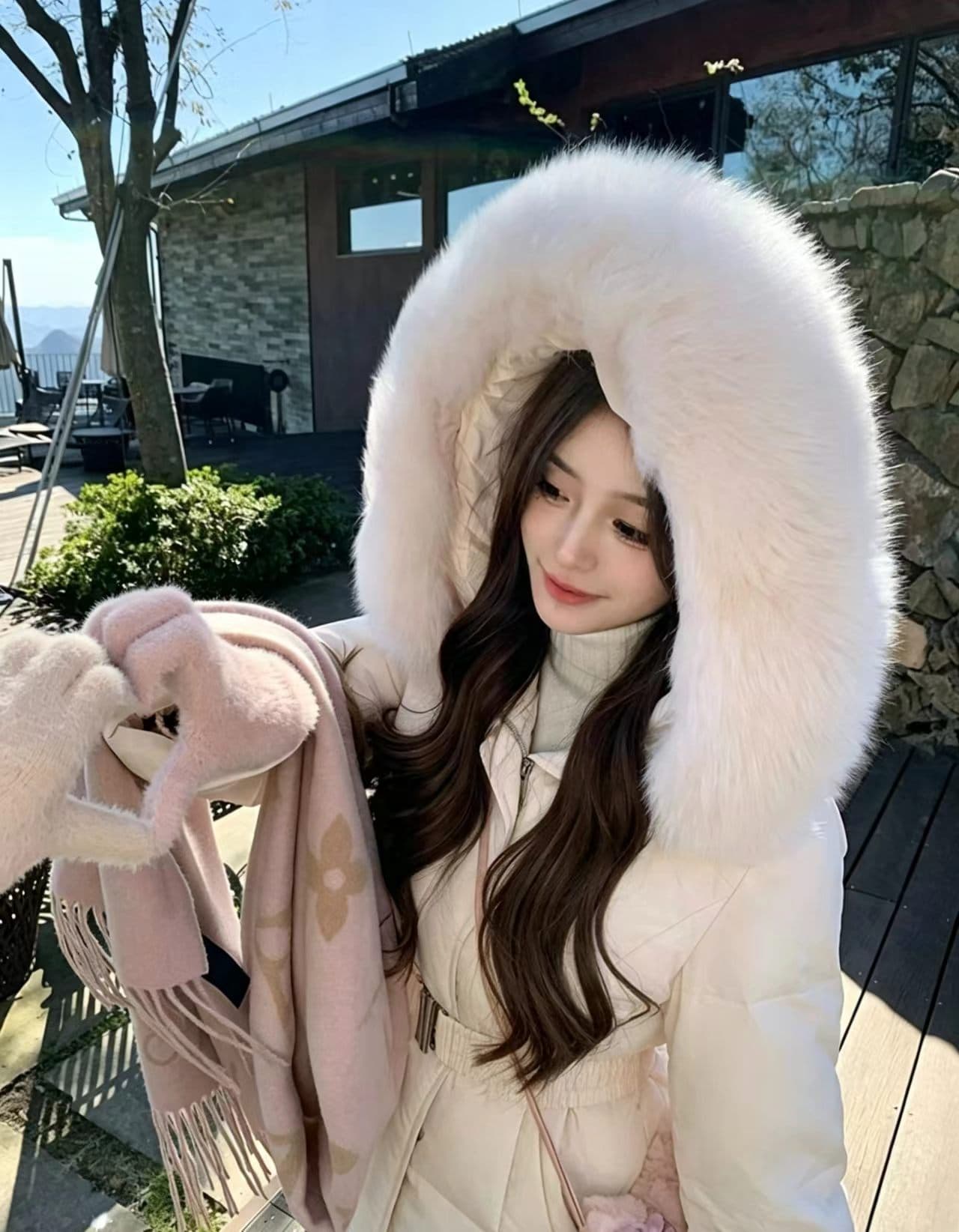 한국 스타일 학원 큰 모피 칼라 면 의류 여성 펌프 로프 허리 수축 몸매 가꾸기 쇼트 스타일 보온 작은 키 재킷 상세 이미지 10