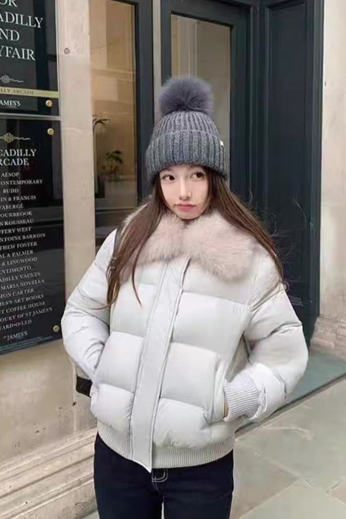 부드러운 바람 여우 모피 칼라 쇼트 스타일 면 의류 여성 가을 겨울 슬림해 보이는 두꺼운 스탠드 칼라 방풍 출퇴근 다용도 짧은 면 섹션 이미지 6