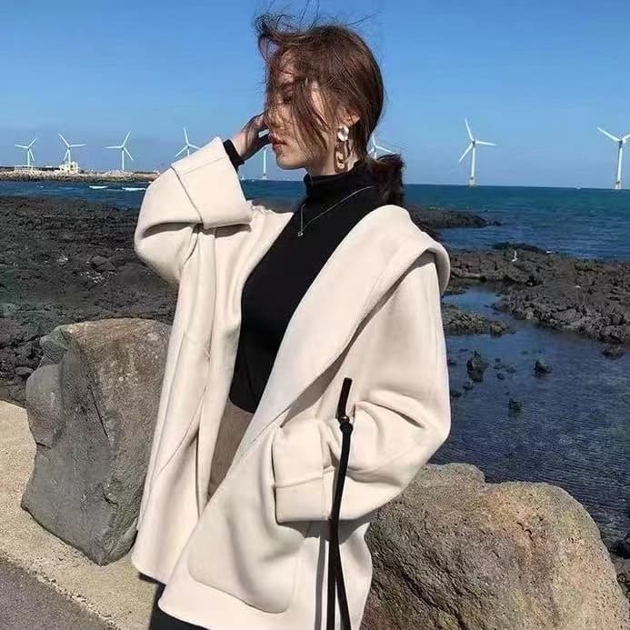 단면 모직 코트 가을 겨울 다용도 작은 샤넬 스타일 짧은 개인 프랑스식 망토 모직 외투 여자 학생 쇼트 스타일 이미지 4