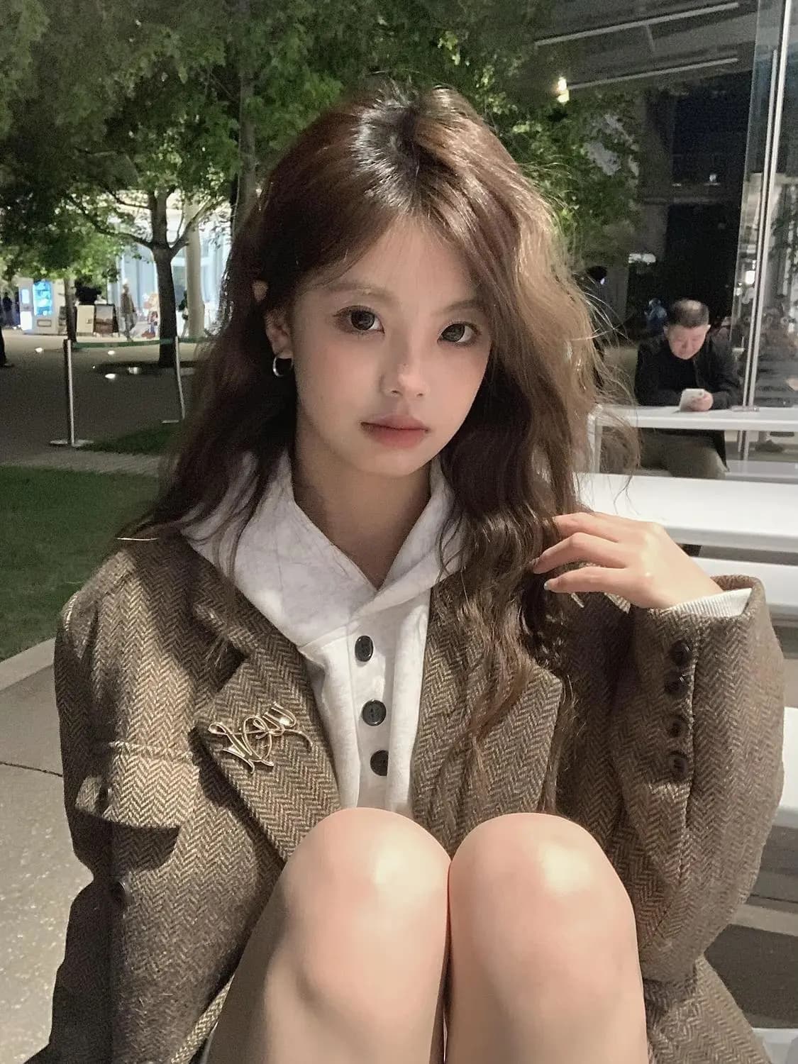 원본 원단 사실 주머니 세트 새로운 한 부서 블레이저 새로운 후드 털이 있는 긴팔 드레스