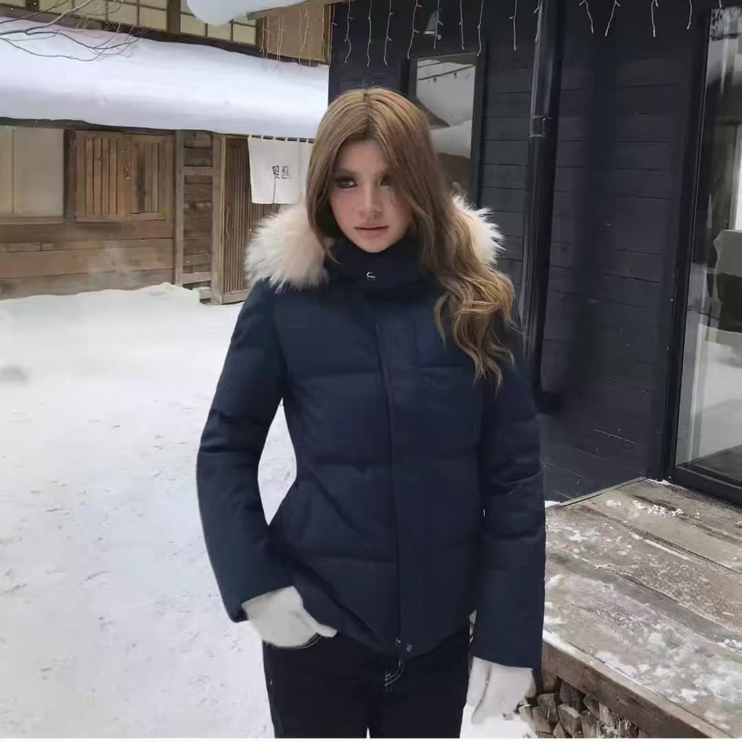 한 부서 큰 모피 칼라 후드 섹션 면 의류 여성 루즈핏 다용도 두꺼운 방한 디스플레이 높음 겨울 출퇴근 보온 맨위 이미지 4