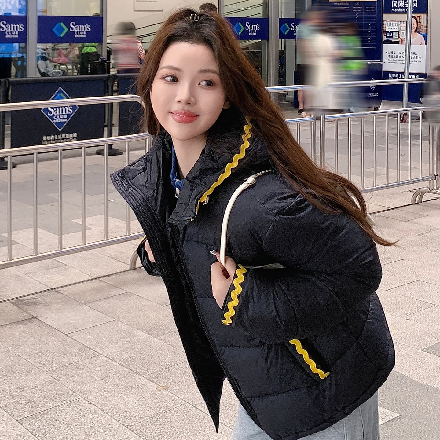 100-165 근 웨어러블 조개 자수 빅 사이즈 후드 여성 겨울 학원 스타일 루즈핏 두꺼운 보온 패딩 재킷 외부 이미지 5