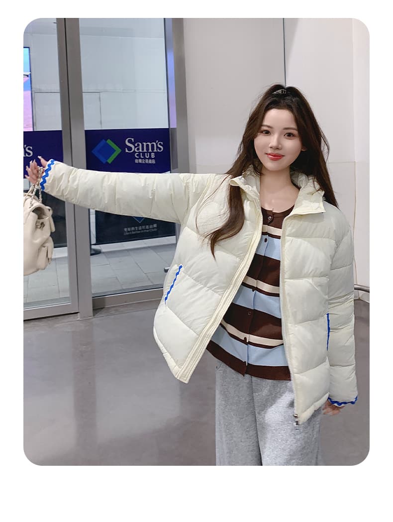 100-165 근 웨어러블 조개 자수 빅 사이즈 후드 여성 겨울 학원 스타일 루즈핏 두꺼운 보온 패딩 재킷 외부 상세 이미지 5