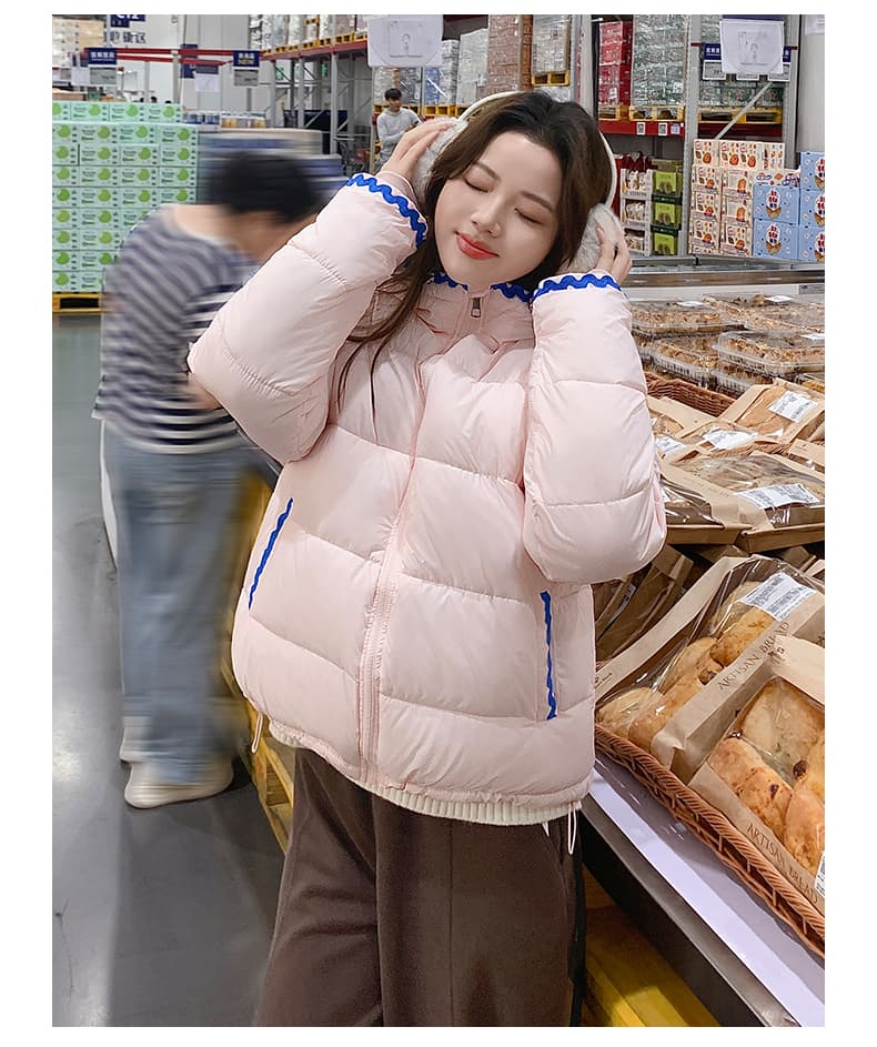 100-165 근 웨어러블 조개 자수 빅 사이즈 후드 여성 겨울 학원 스타일 루즈핏 두꺼운 보온 패딩 재킷 외부 상세 이미지 20
