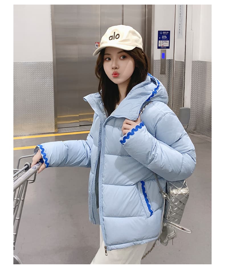 100-165 근 웨어러블 조개 자수 빅 사이즈 후드 여성 겨울 학원 스타일 루즈핏 두꺼운 보온 패딩 재킷 외부 상세 이미지 35