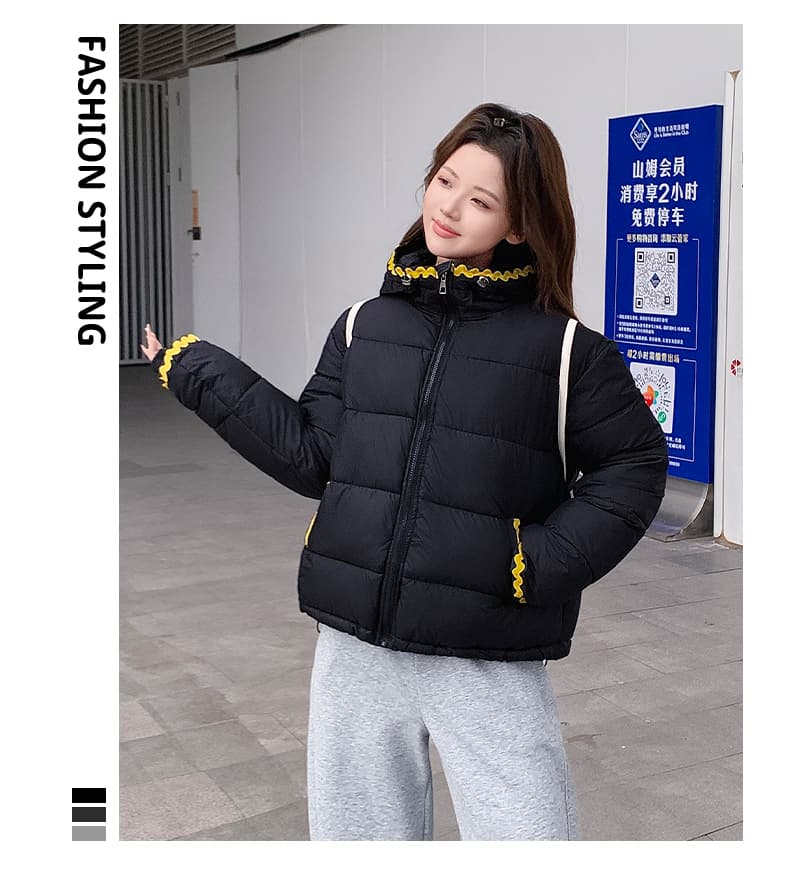 100-165 근 웨어러블 조개 자수 빅 사이즈 후드 여성 겨울 학원 스타일 루즈핏 두꺼운 보온 패딩 재킷 외부 상세 이미지 46
