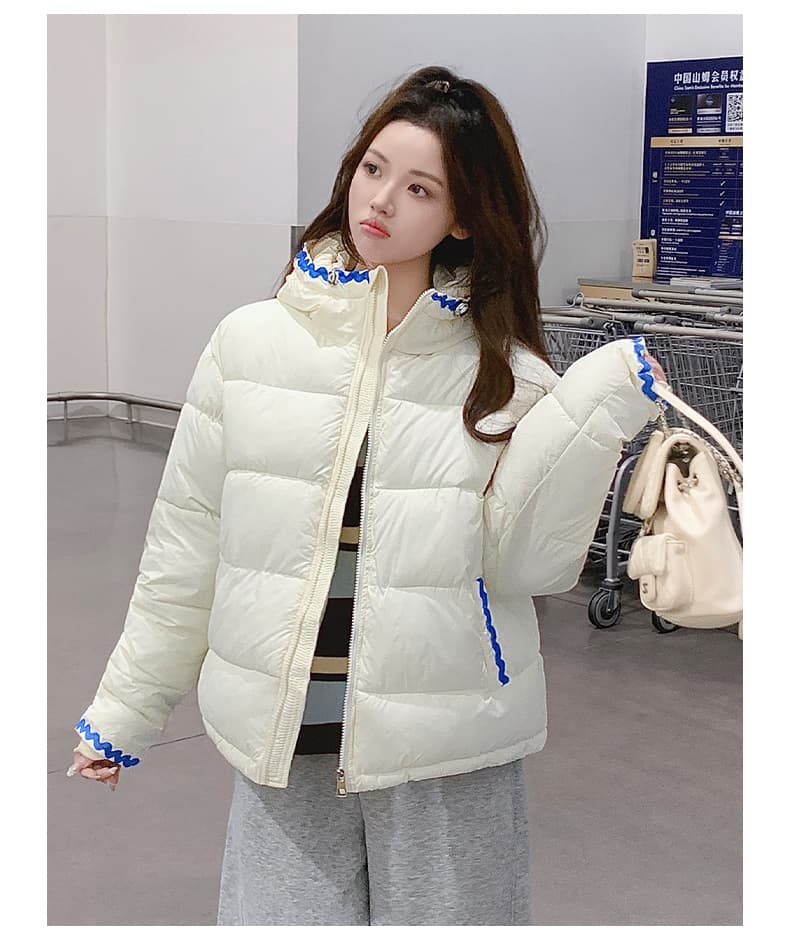 100-165 근 웨어러블 조개 자수 빅 사이즈 후드 여성 겨울 학원 스타일 루즈핏 두꺼운 보온 패딩 재킷 외부 상세 이미지 53