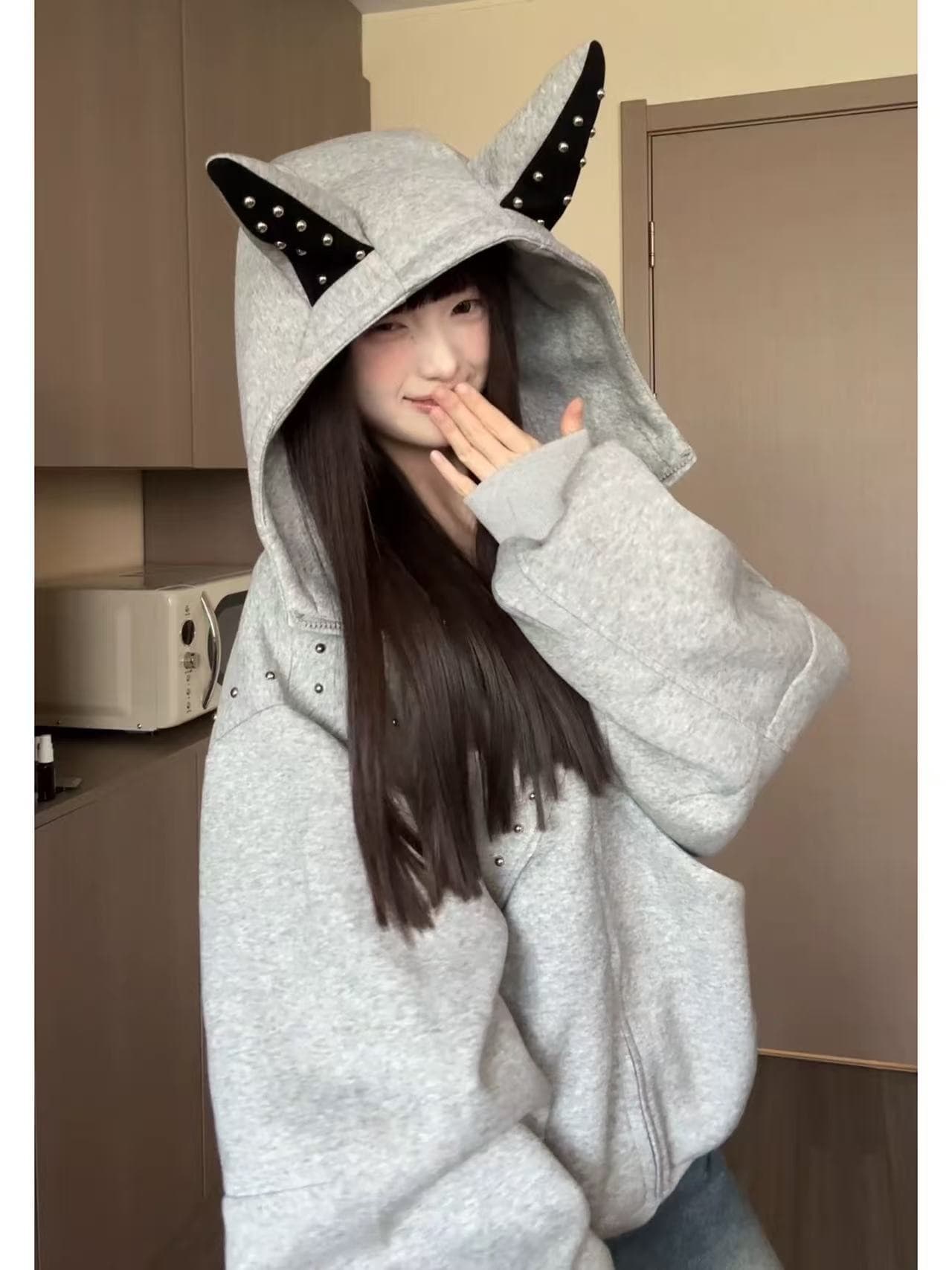 얇은 스타일 털이 있는 섹션 가을 겨울 무거운 새로운 귀 디자인 고급 후드 루즈핏 징 재킷 한국 대외 무역 상세 이미지 24