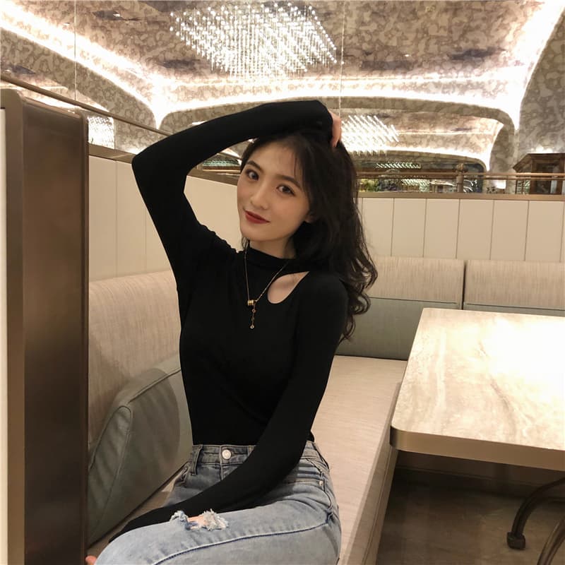 있음 선적 De 플러시 원단 기본 셔츠 여성 긴 소매 가을 겨울 인사이드 가져 가라. 찢어진 부분 티셔츠 맨위 한국 대외 무역 폭발 상세 이미지 5