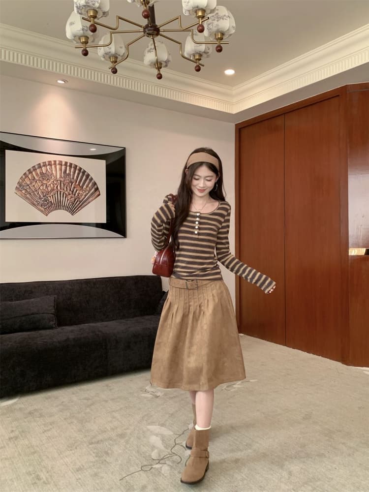 양모 원본 원단 인사이드 가져 가라. 기본 셔츠 가을 새로운 긴팔 티셔츠 로드 중 빅 사이즈 스트라이프 맨위 한 싱글 폭발 상세 이미지 29