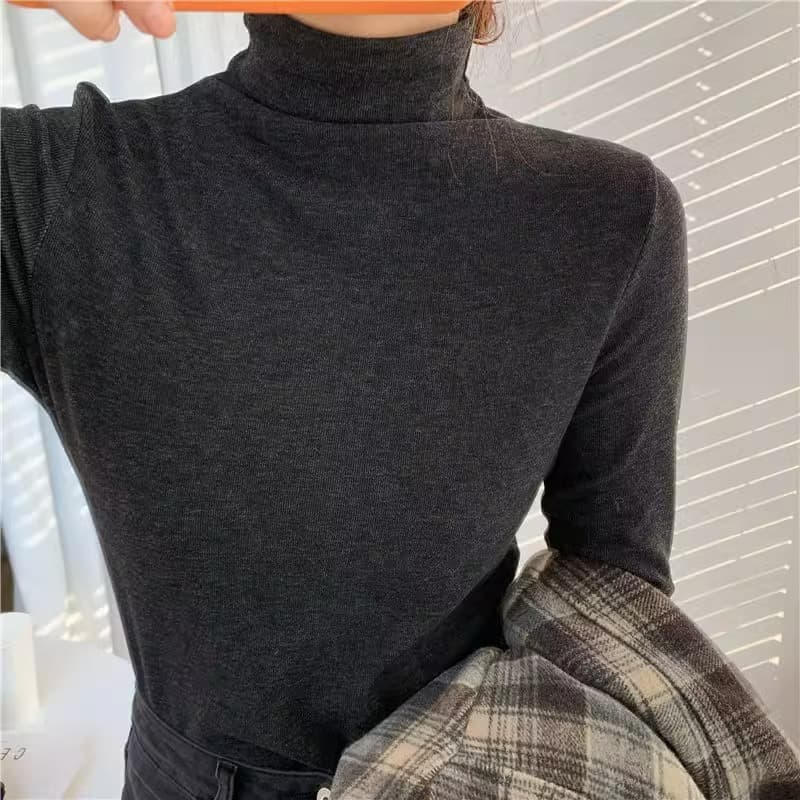 원본 품질 280 그램 양 플러시 두꺼운 반하이넥 기본 셔츠 가을 겨울 몸매 가꾸기 다용도 긴팔 맨위 상세 이미지 13
