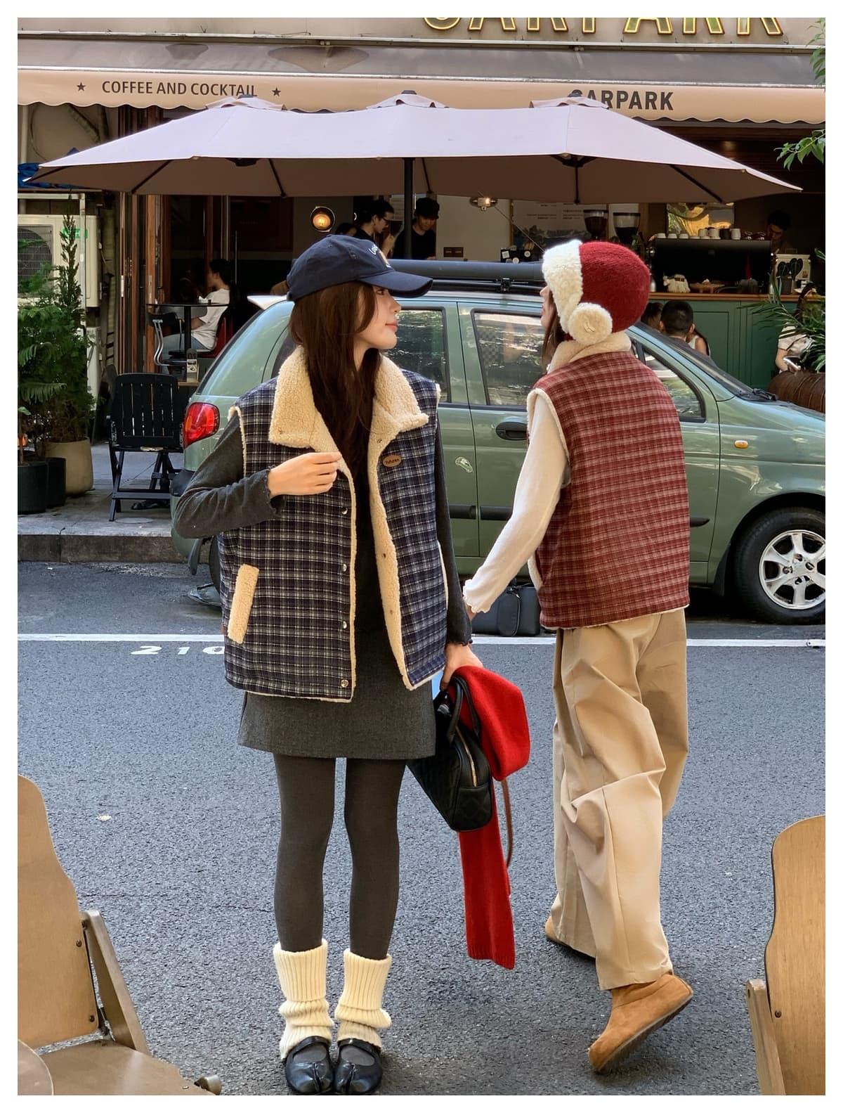 아메리칸 디자인 센스 양면 착용 체크무늬 플리스 면 옷 베스트 가을 겨울 루즈핏 캐주얼 보온 재킷 상세 이미지 12