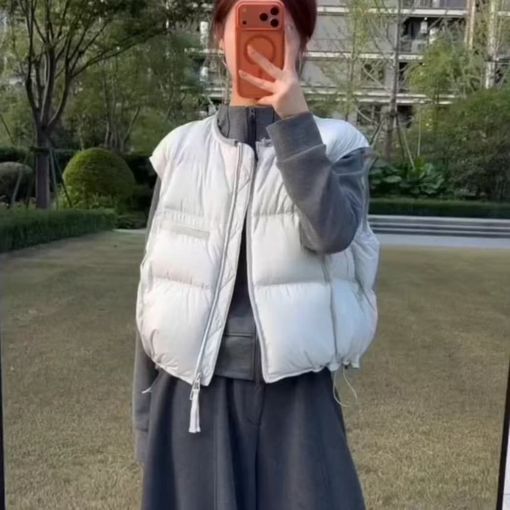 한국 스타일 베스트 여성 짧은 조끼 가을 겨울 새로운 2026 루즈핏 고급 센스 작은 키 어깨 외출용 이미지 5