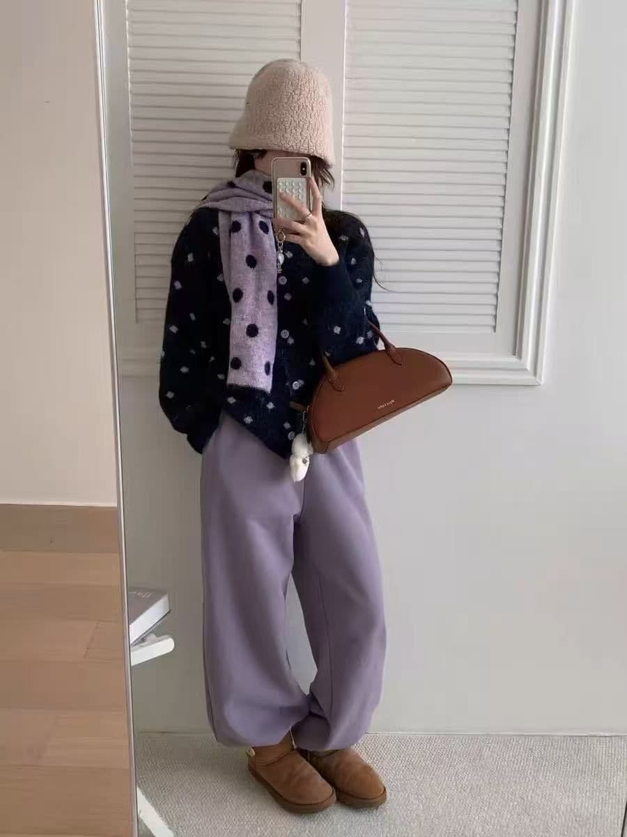 한 부서 도트 무늬 부드러운 찹쌀 다용도 스웨터 여성 코트 가을 겨울 새로운 루즈핏 슬림해 보이는 두꺼운 니트 오픈 가디건 목도리 상세 이미지 9