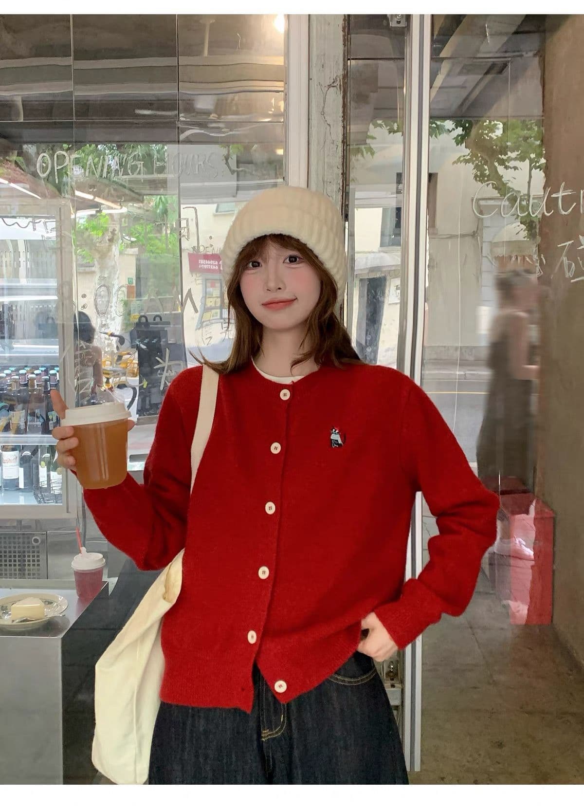 파란색 스웨터 오픈 가디건 여성 코트 외출용 2026 새로운 봄 가을 한 부서 착용 가져 가라. 니트 만나는 맨위 상세 이미지 11