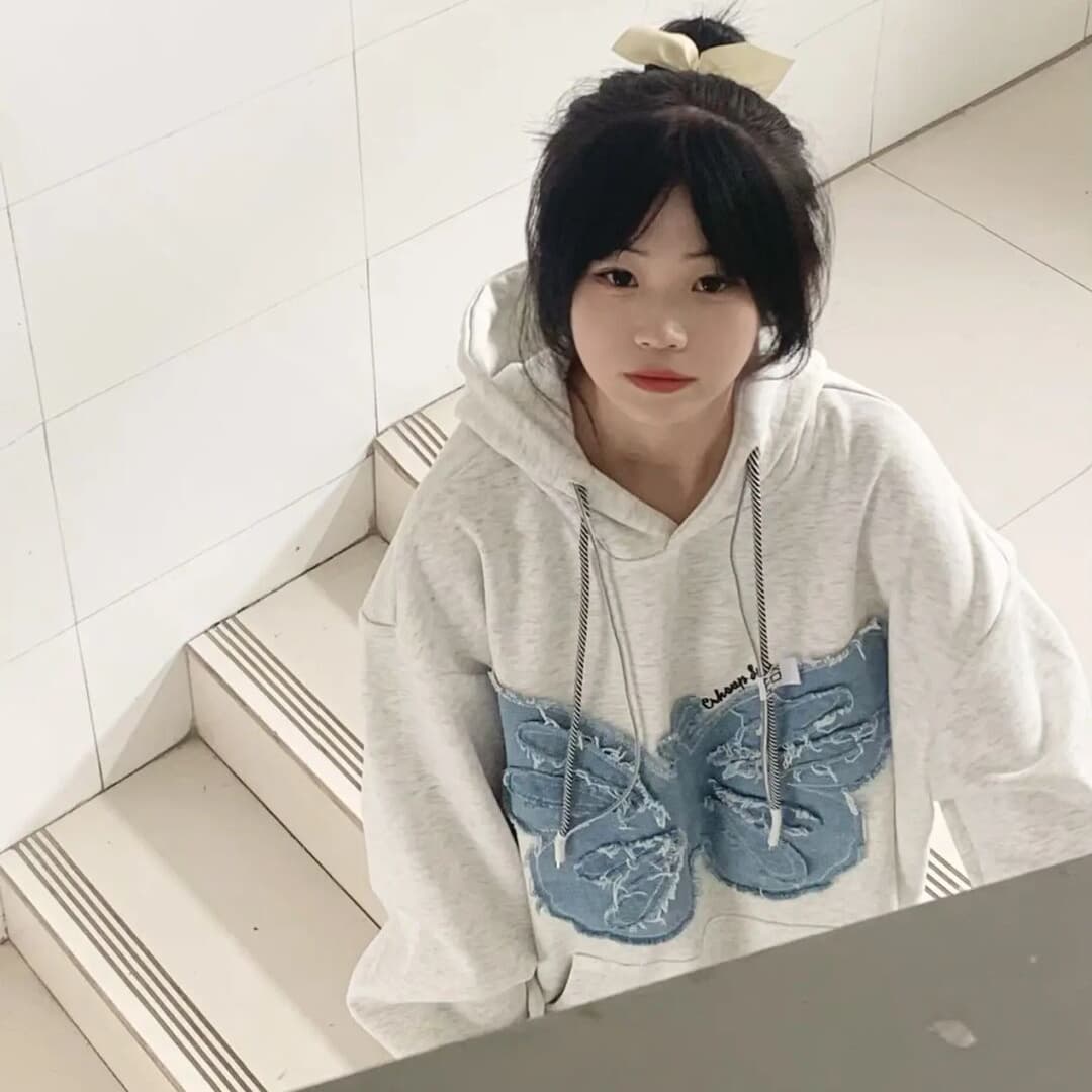있음 선적 후아 면 복합 우유 실크 그리고 은 여우 플러시 복합 후아 면 후드 티 스웨터 여성 상세 이미지 3