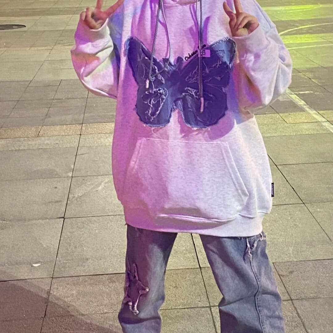 있음 선적 후아 면 복합 우유 실크 그리고 은 여우 플러시 복합 후아 면 후드 티 스웨터 여성 상세 이미지 6