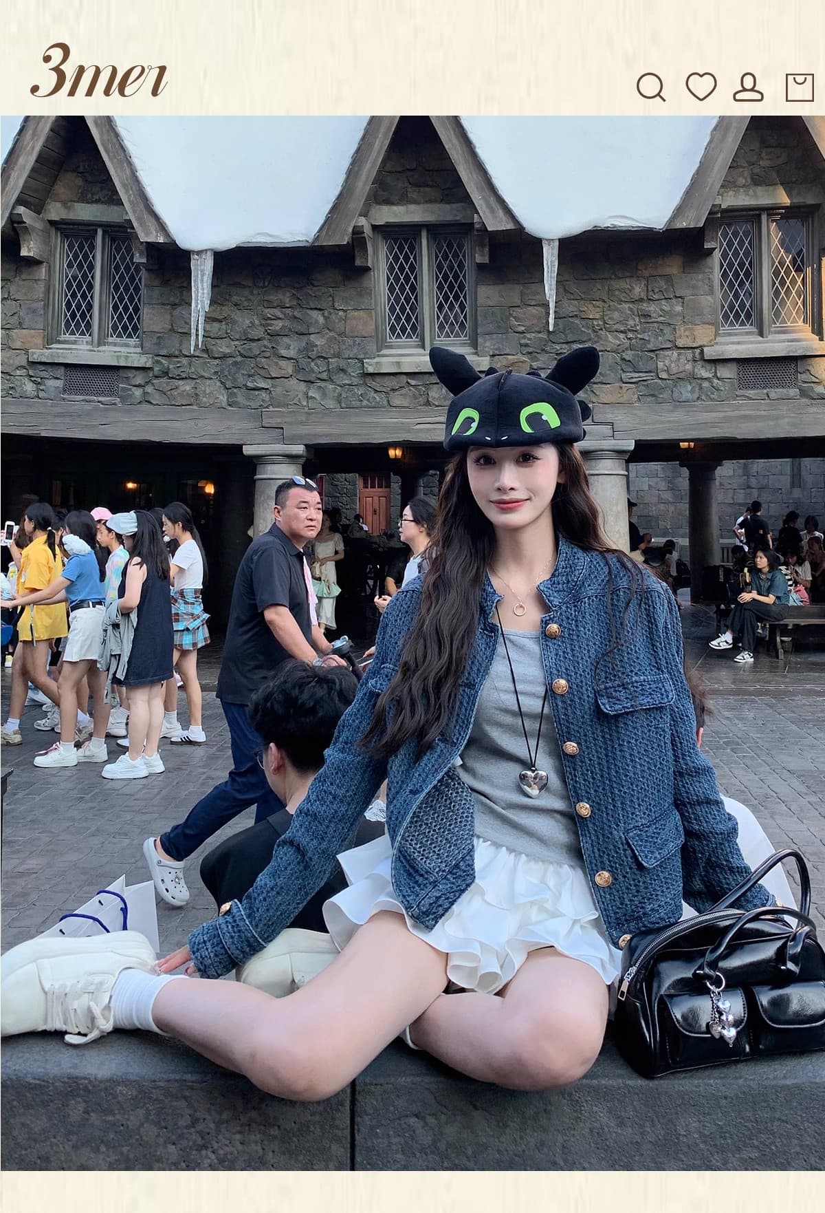 오래된 돈 조정 질감 센스 데님 작은 샤넬 스타일 여성 코트 가을 새로운 파란색 스탠드 칼라 재킷 프랑스식 레트로 상세 이미지 1