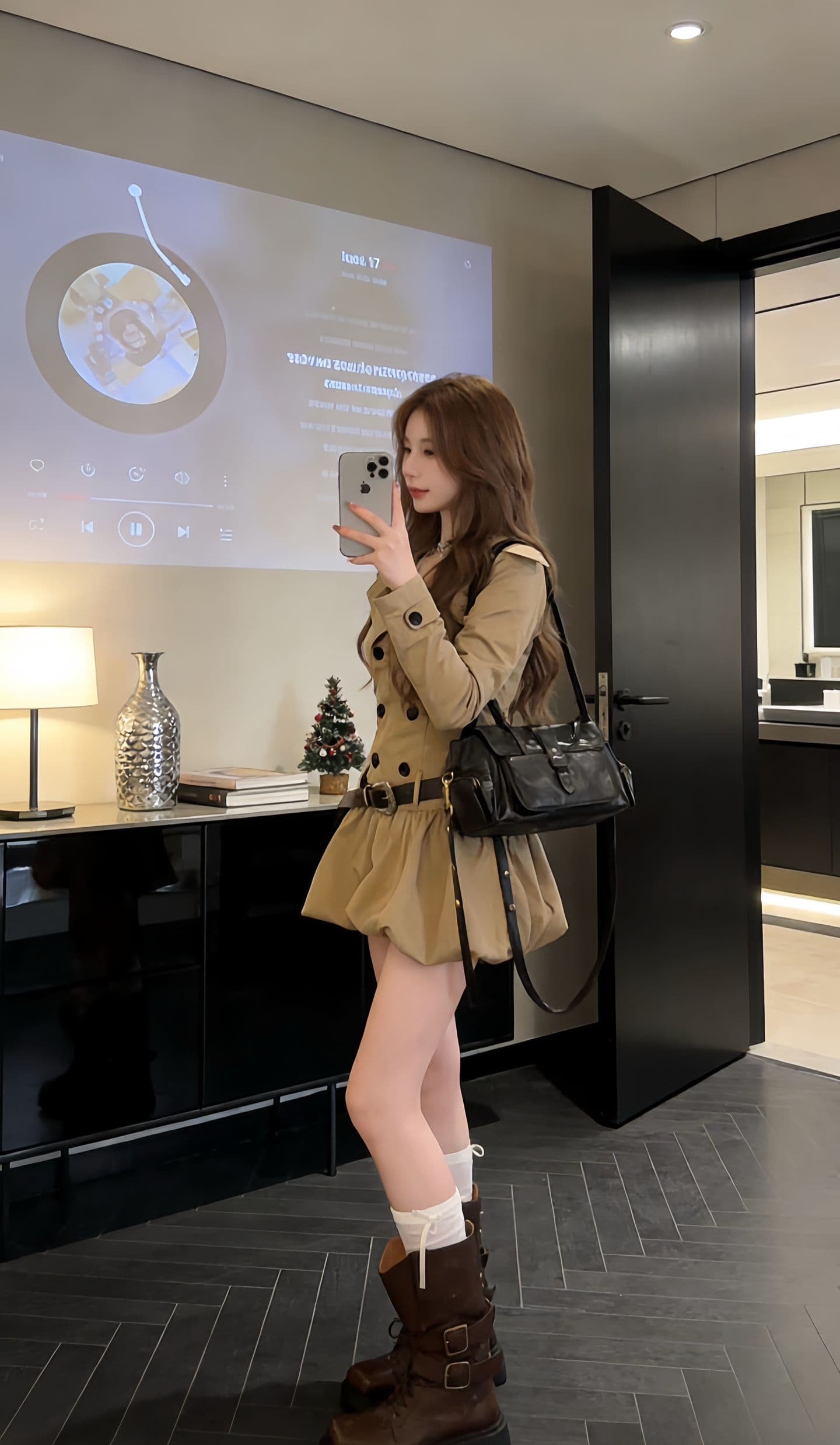 한 부서 학원 스타일 아름다움 라드. 긴팔 드레스 아이들 조기 가을 2026 새로운 허리 수축 한 마디 꽃밭 미니 스커트 상세 이미지 6