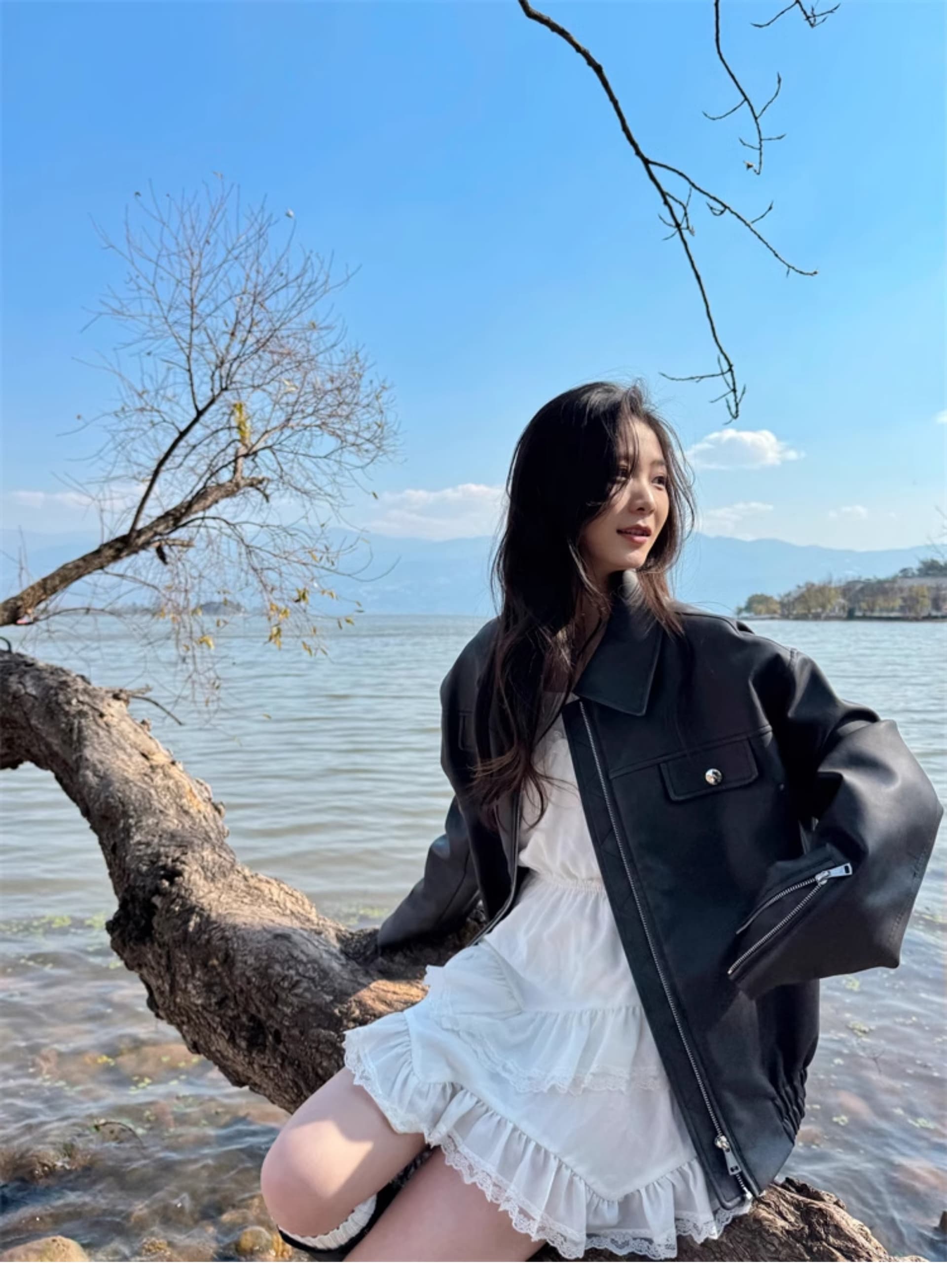 2026 가을 아메리칸 검정색 레트로 가죽 재킷 재킷 재킷 오래된 돈 바람 여성 코트 아름다움 라드. 착용 가져 가라. 상세 이미지 20
